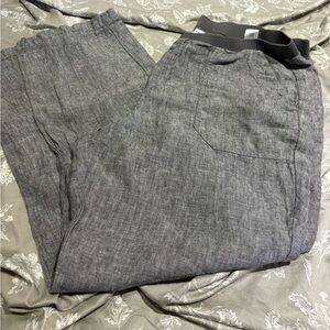 Coldwater Creek linen elastic waist pants 18 brown grey